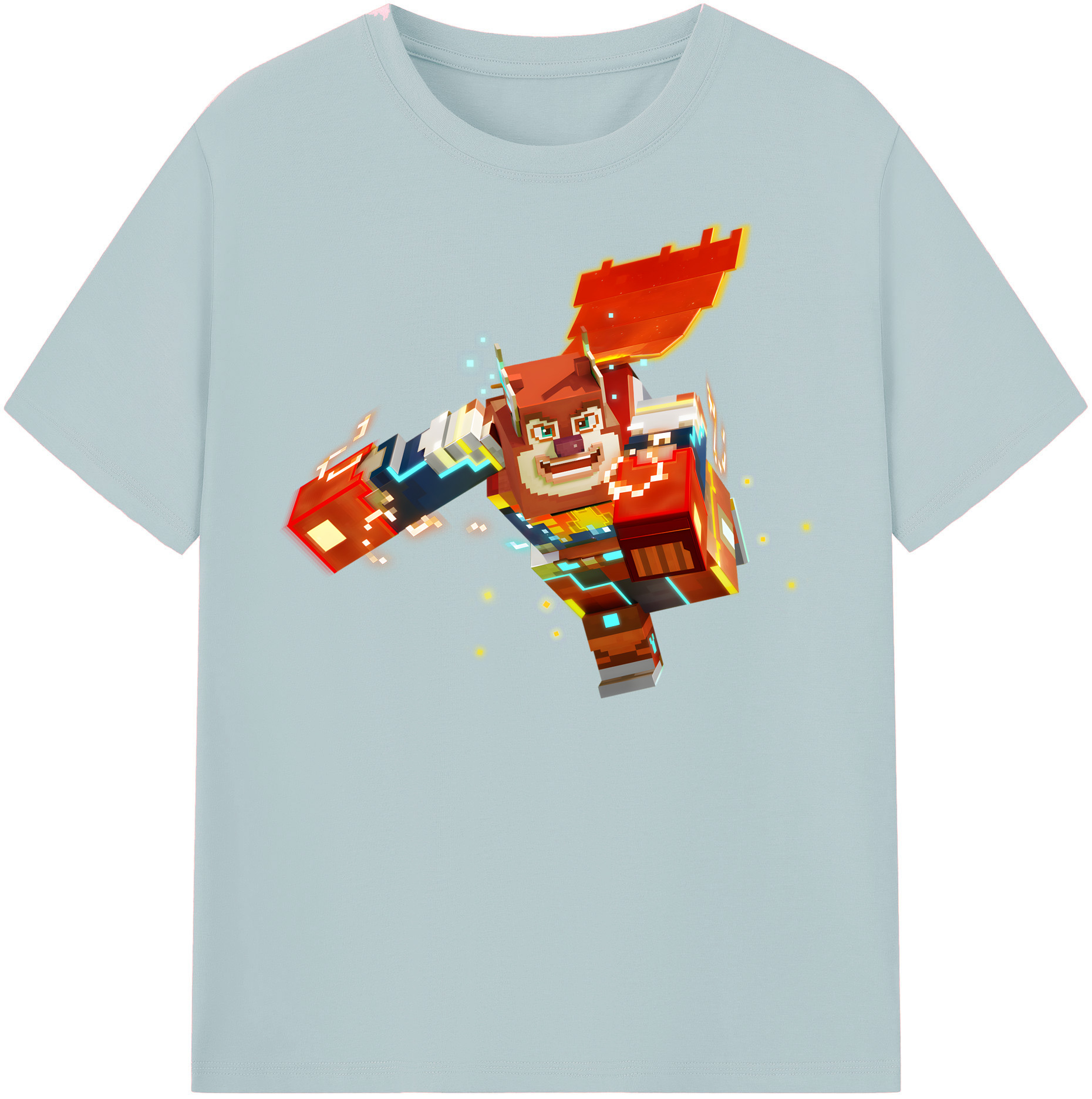 （画像用） マインクラフト ブロックの世界 Minecraft MC Block world 綿100％半袖Tシャツ（フロントプリント）